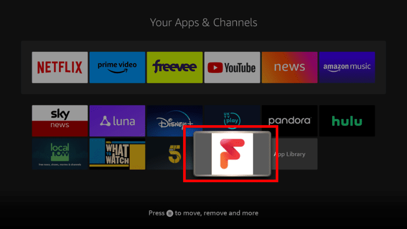 Find the Freeview app on Apps Firestick section