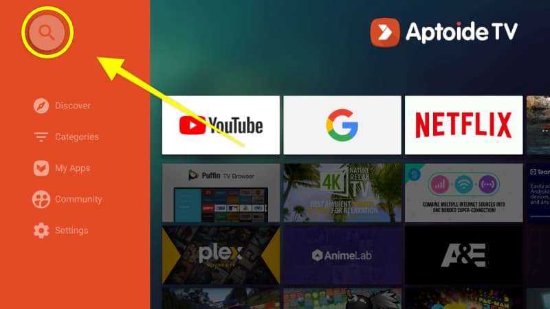 You can use Aptoide TV search option to find and install Sky Go on Firestick
