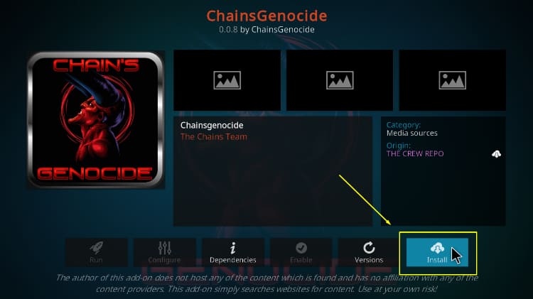 Install ChainsGenocide Kodi Addon
