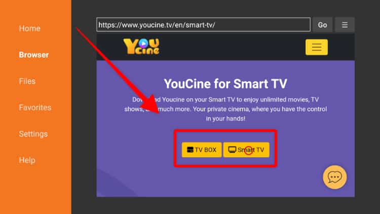 YouCine website option to download