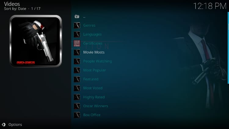 Absolution Kodi Addon sub-categories