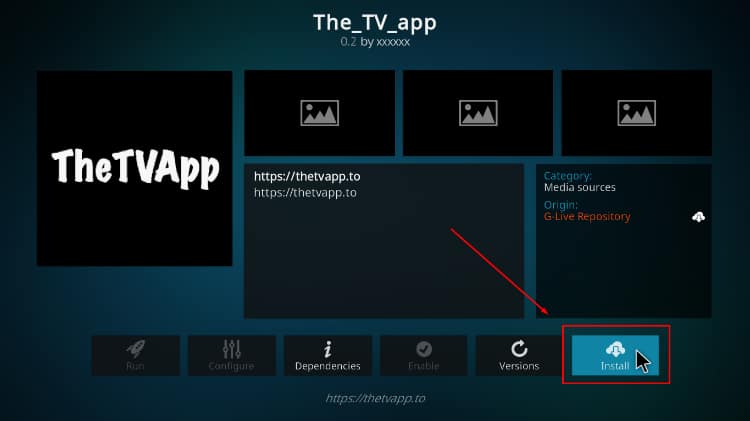 Install The TV App Kodi Addon