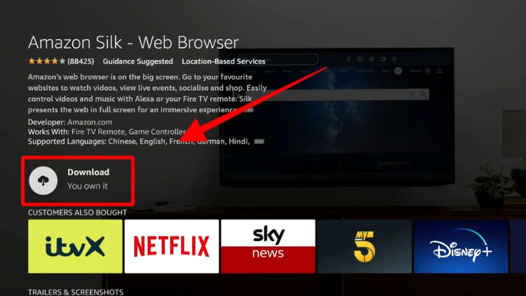 Download and install the Silk Browser