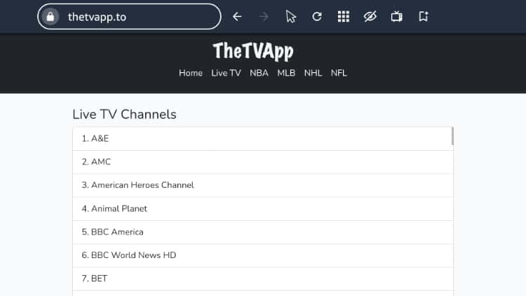 TheTVApp home page