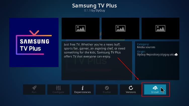 install Samsung TV Kodi addon