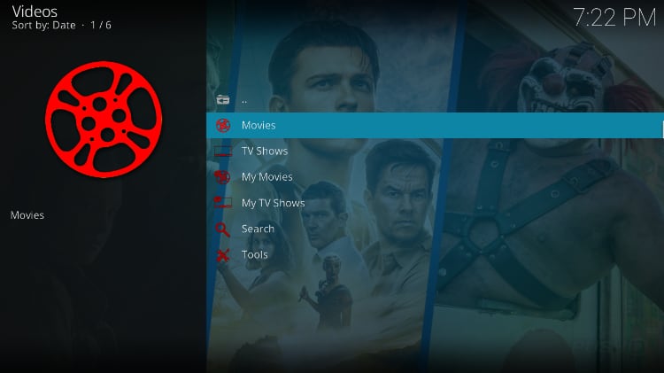 Zoro Kodi Addon Main Menu after the install