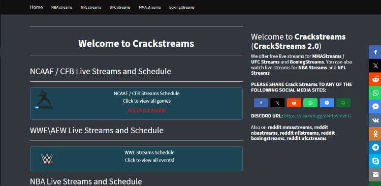 Crackstreams is a free sports streaming site