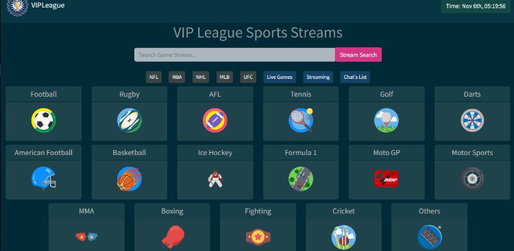 VIPLeague is one of the best stream2watch site alternatives for Sports streaming