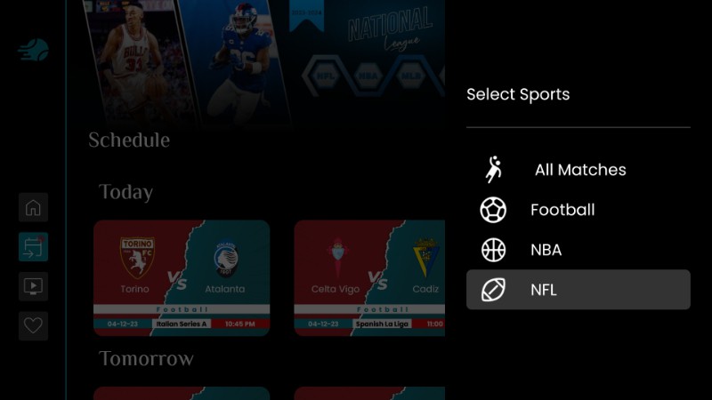 Select Sports on SportsFire app
