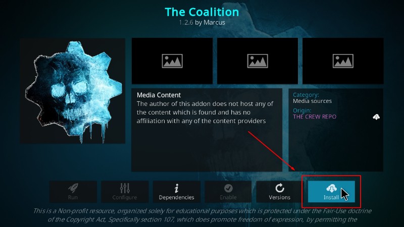 install the coalition Kodi addon