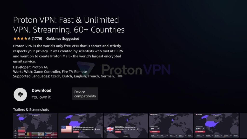 Proton VPN fire tv
