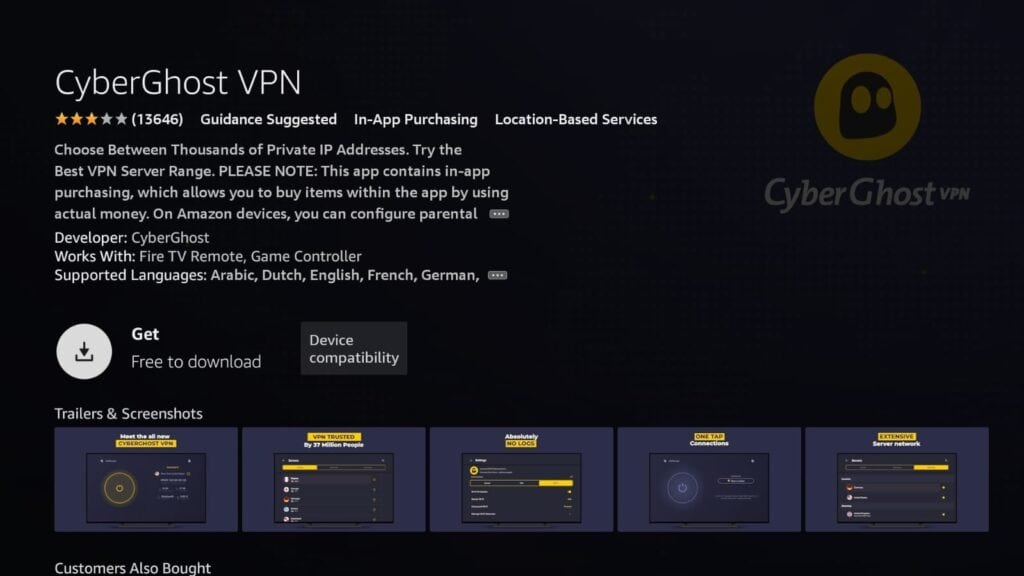 cyberghost fire tv app