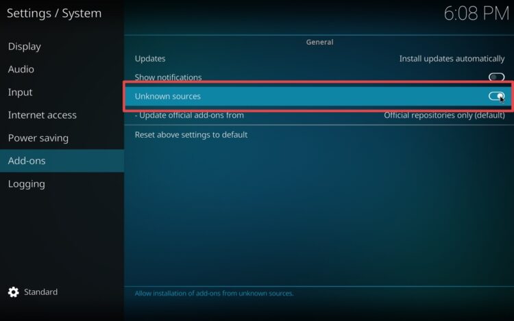 BestDroidplayer guide for enabling unknown sources on Kodi.