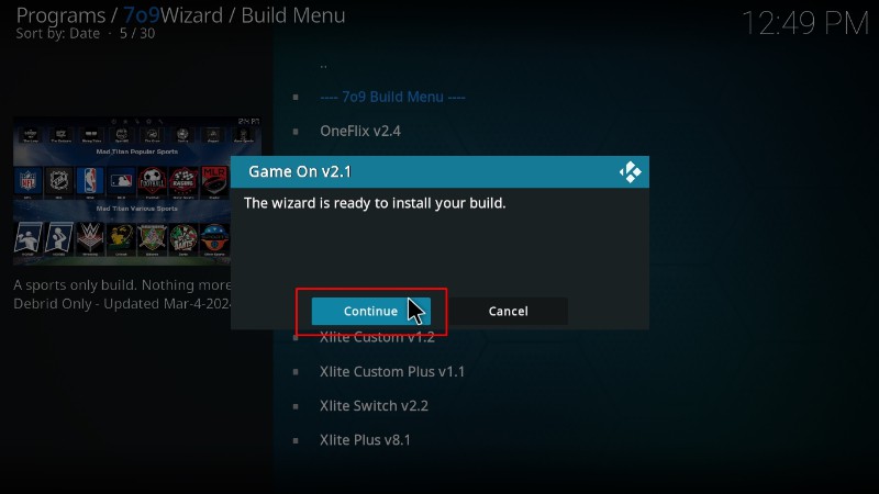 Install GameOn Kodi Build