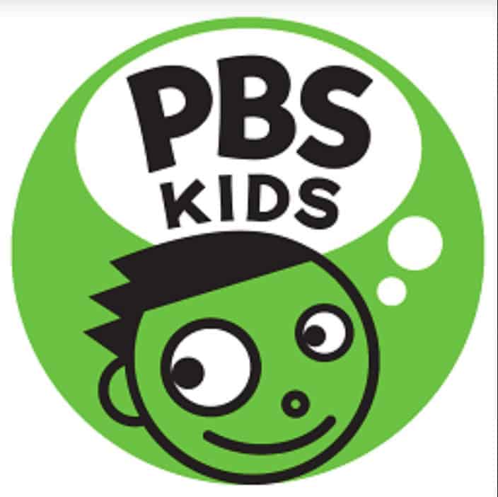 PBS Kids logo featuring a fun green background and a cheerful cartoon character for children's entertainment.