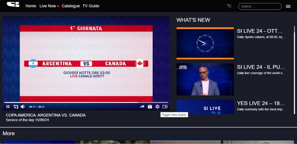 Sportitalia is a free streaming service from Italy