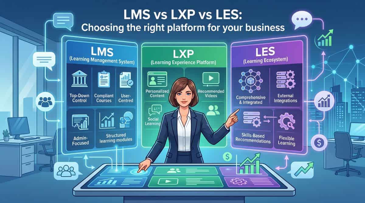 Lxp Animation LMS vs LXP vs LES: Choosing the right platform for your business